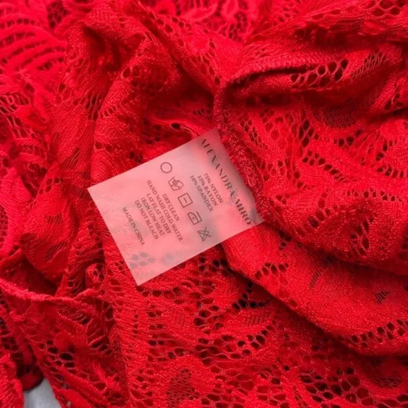 🆕 ALEXANDRA MIRO 🧿 NWOT Kara Long Boylen Sleeve Kaftan, Red Lace - Sz XS - Picture 14 of 14